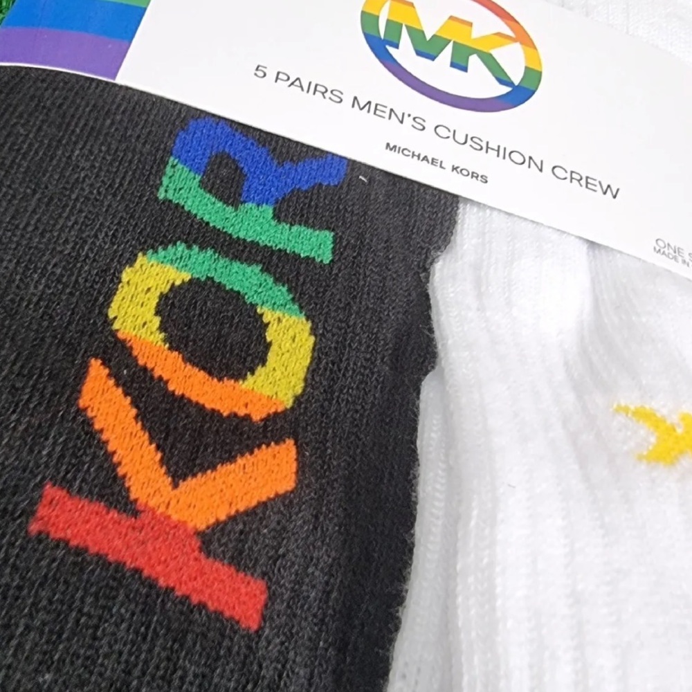 Michael Kors Pride Crew Sock Multi- 5PK Rainbow ๐ NWT Unisex One Size - Picture 6 of 8